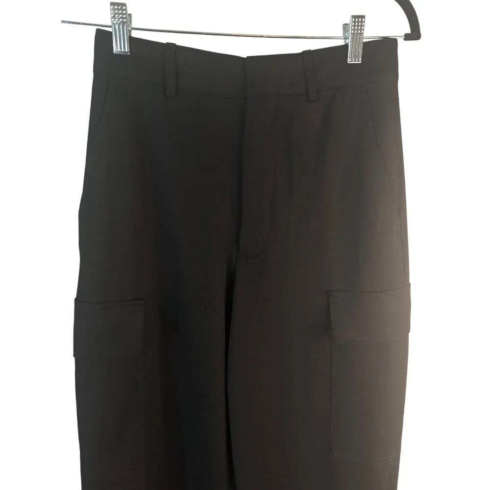 ZARA Black Cargo Pants XS Polyester Viscose Blend